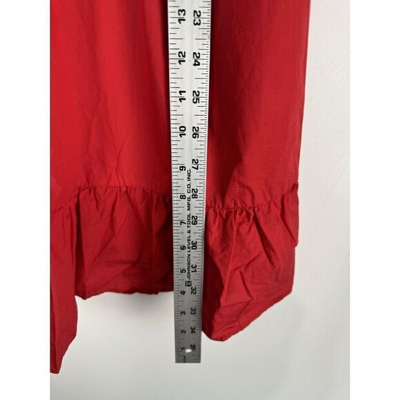 CAROLINE CONSTAS New York Solid Bright Red Shirred Dress Size Medium - Picture 8 of 9